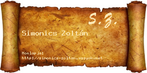 Simonics Zoltán névjegykártya